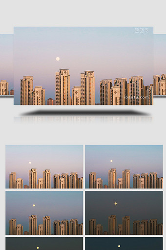 日落月升满月圆月十五的月亮日转夜延时4K图片