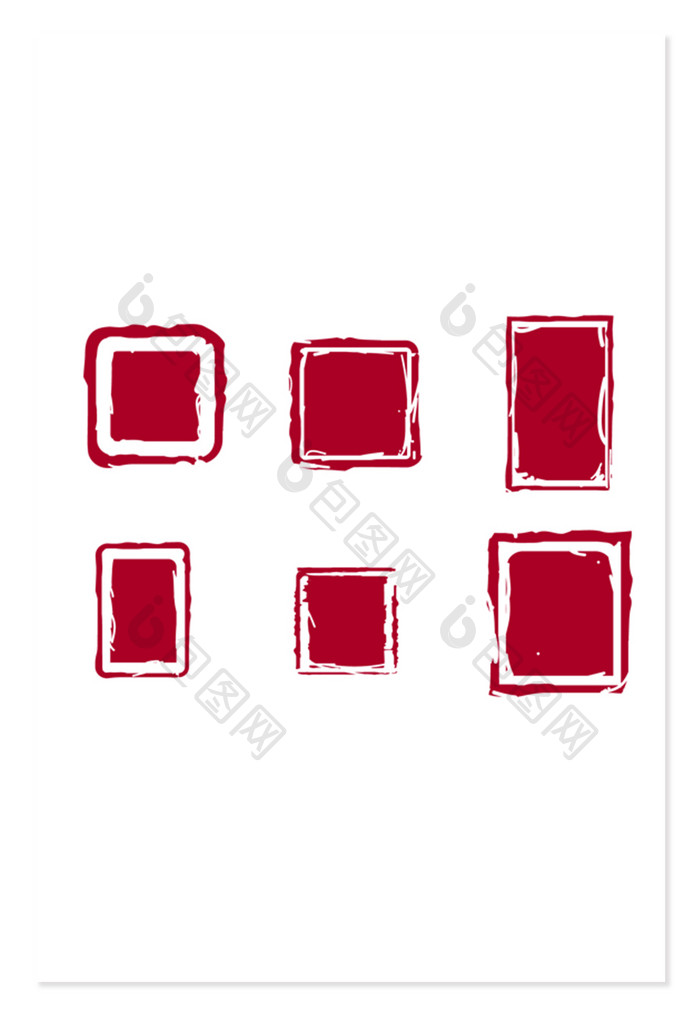 矢量中国古典红色印泥元素图案