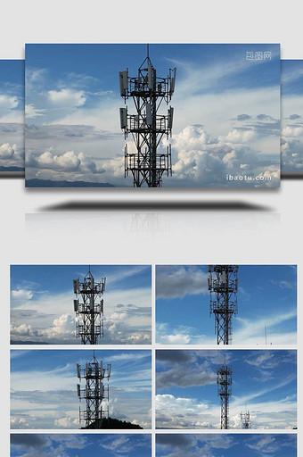 航拍5G信号塔信号基站实拍4K特写视频图片
