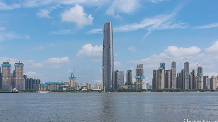 城市建筑华中第一高楼武汉绿地中心延时视频