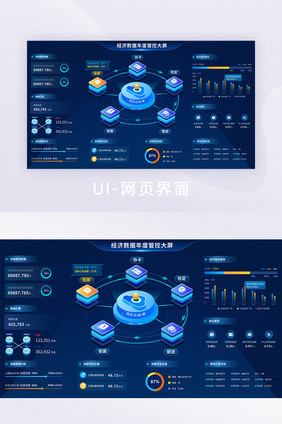 蓝色经济分析大数据可视化UI 网页界面