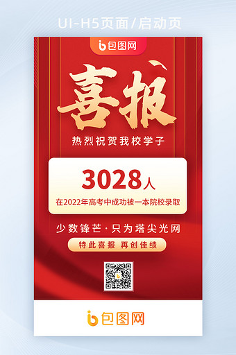 2022高考考试喜报金榜题名h5启动页图片