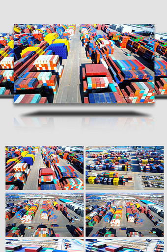 交通工具货运集装箱运输港口物流4K航拍图片
