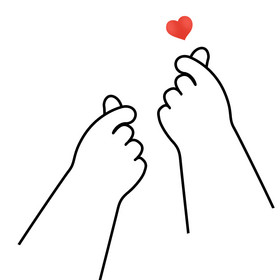 白色简约比心爱心手势表情包gif