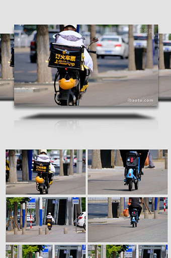 外卖小哥外卖骑手电动车电单车交通工具实拍图片