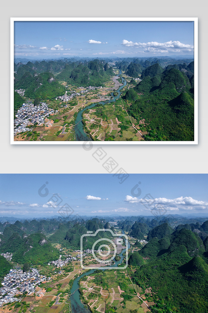 航拍广西桂林山水的风光摄影图片