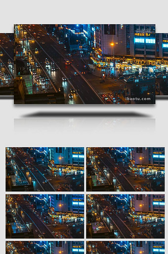 城市夜景实拍长沙黄兴中路夜晚晚高峰延时图片
