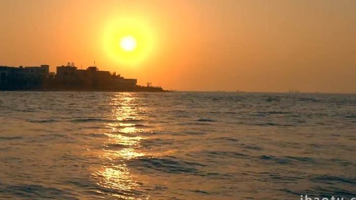 唯美大海海滩逆光夕阳晚霞4K实拍