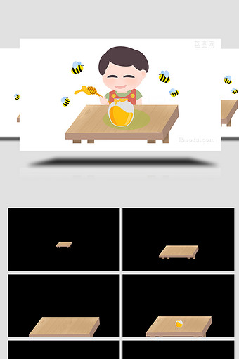 易用mg动画食物类甜食小孩吃蜂蜜图片