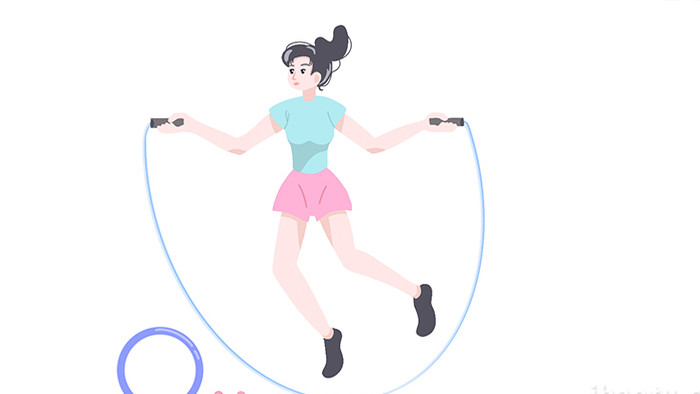 易用卡通mg动画女人跳绳做运动