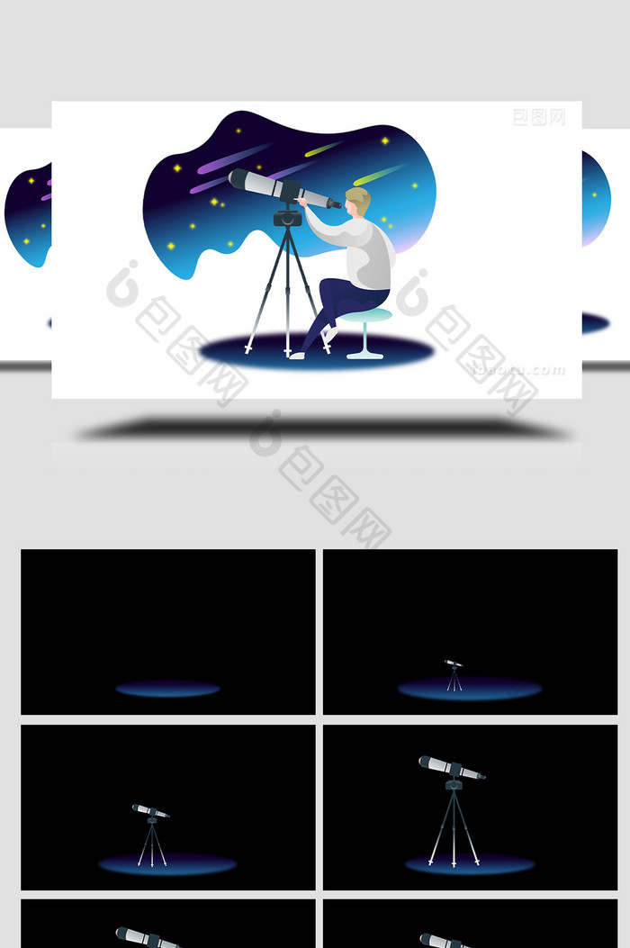 易用卡通mg动画天文天文望远镜看星星