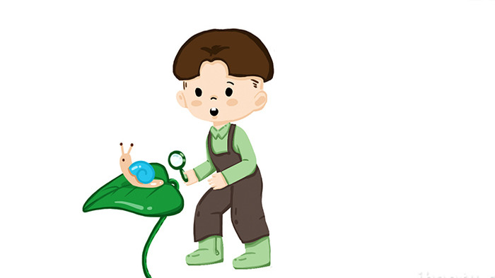易用卡通mg动画童趣小男孩和蜗牛