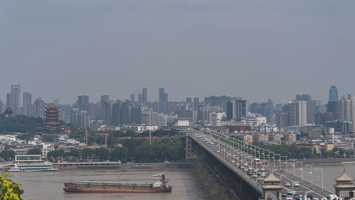 城市建筑武汉长江大桥延时视频