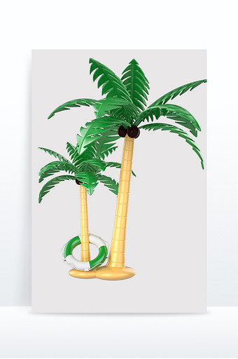 3D夏日椰树元素建模渲染图片