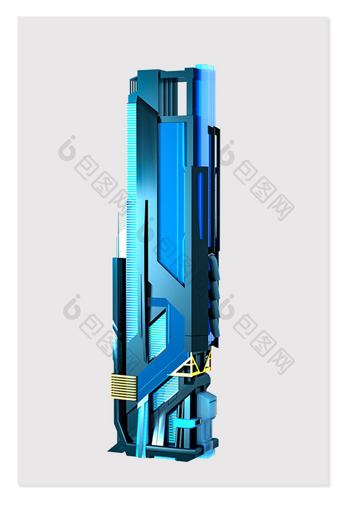 3D蓝色科幻建筑未来科技城市建模渲染