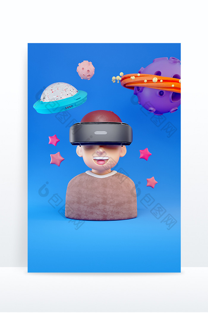 C4D创意卡通元宇宙单人半身VR人物模型图片图片