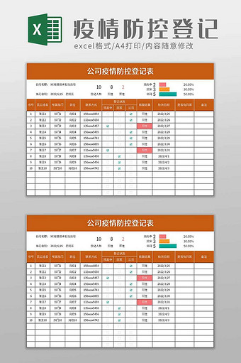 公司疫情防控登记表excel模板图片