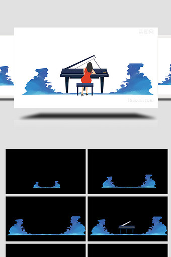 易用卡通mg动画乐器女人弹钢琴图片
