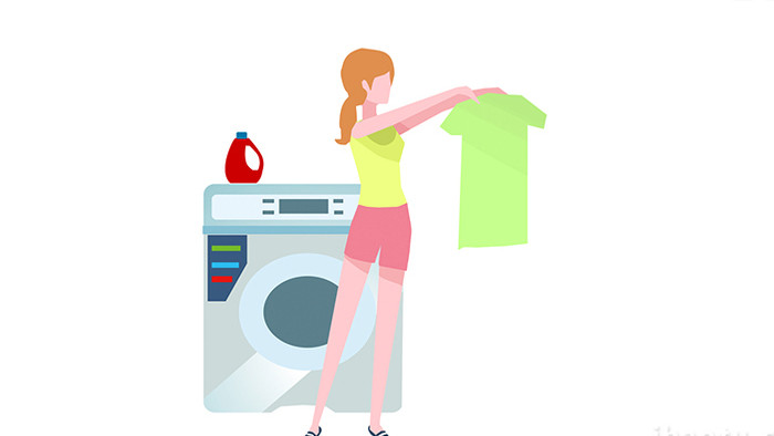 易用卡通mg动画女人用洗衣机洗衣服