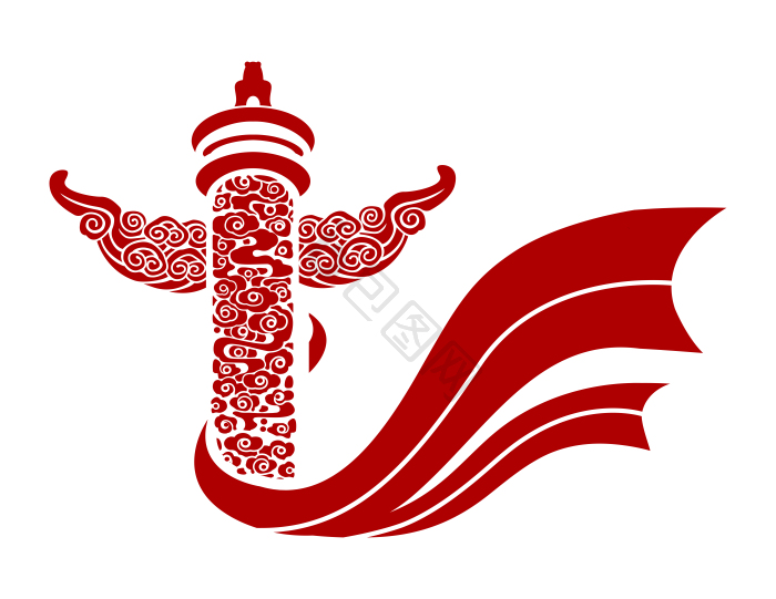 中国党建灯柱旗帜形象png下载-包图网
