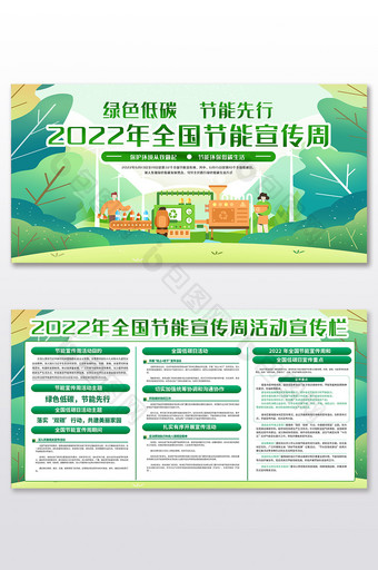 绿色2022全国节能宣传周展板二件套图片