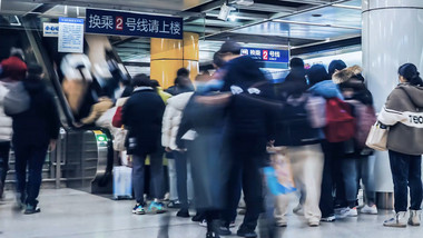 室内人流地铁人流上下班高峰期4K延时