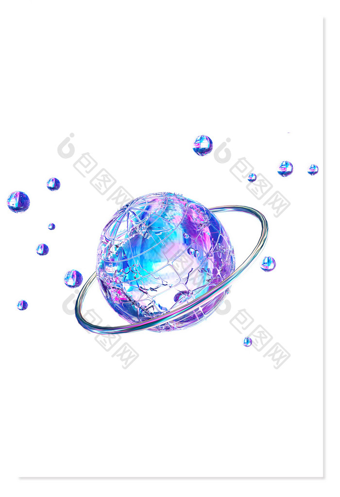 渐变浩瀚星球蒸汽波幻彩3D元素