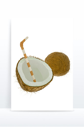 清凉夏季C4D椰子水果元素图片