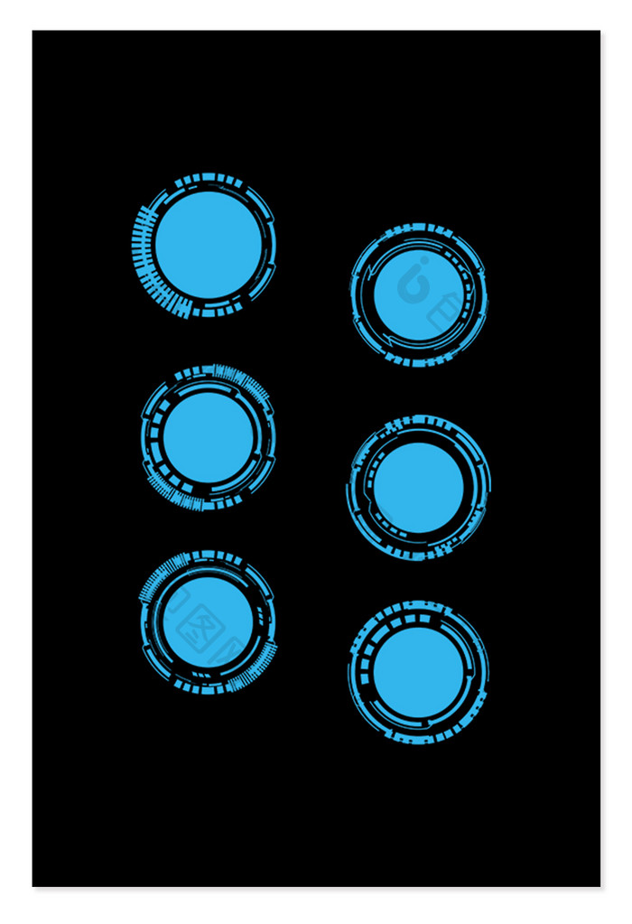 多个黑底科技商务元素图案