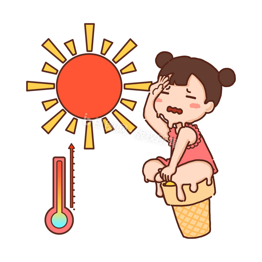 天气炎热卡通图片