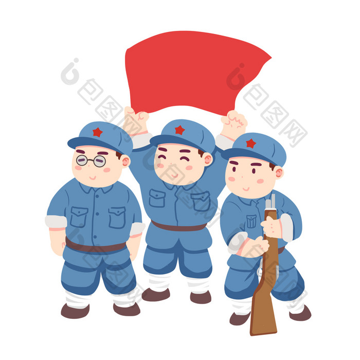 卡通红军七一建党节动图GIF