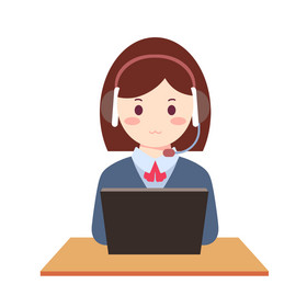 卡通女性职业人物客服工作动图gif