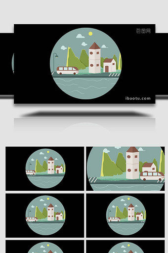 扁平类旅游景点卡通自然MG动画图片