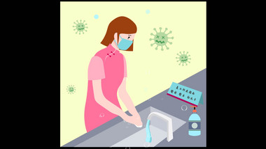 卡通类疫情防护洗手消毒MG动画