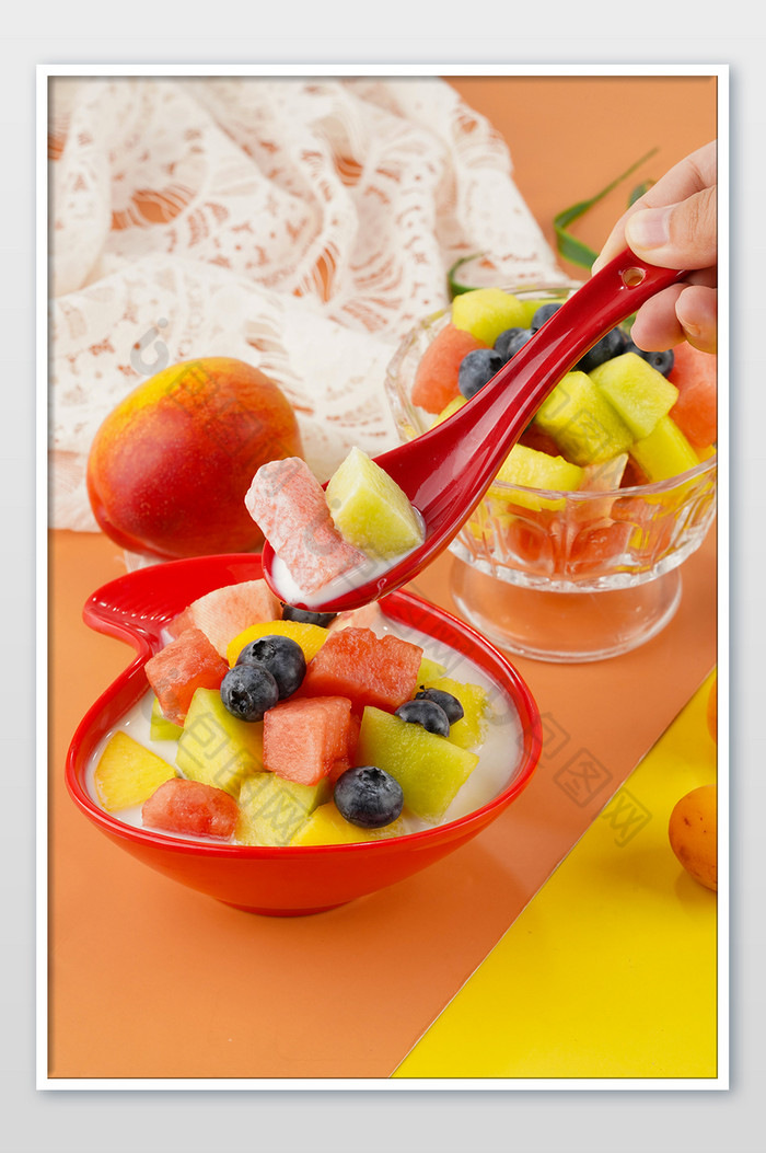 夏季美食水果捞蓝莓西瓜图片图片