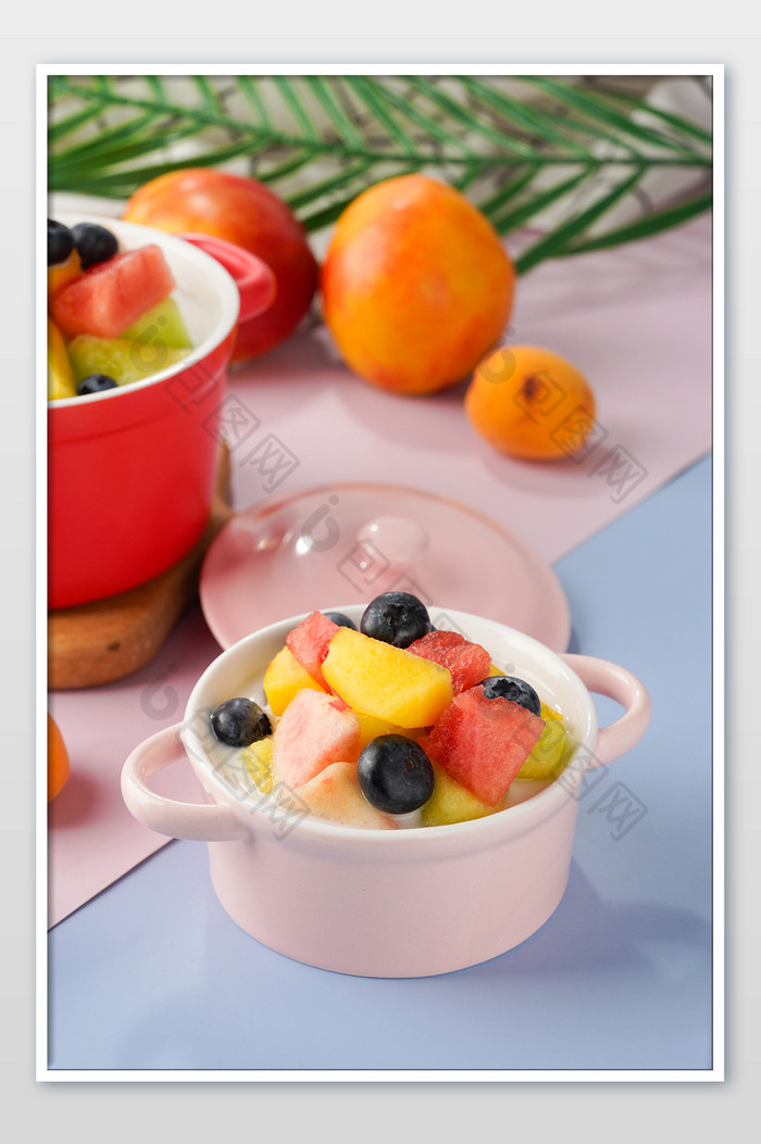 夏季美食水果捞西瓜蓝莓图片图片