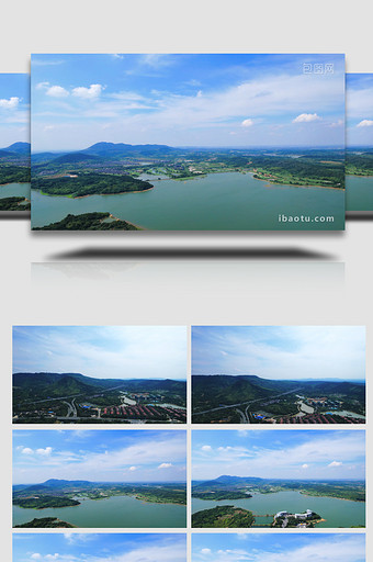 茅山自然风景区茅山湖水库风景4K航拍图片