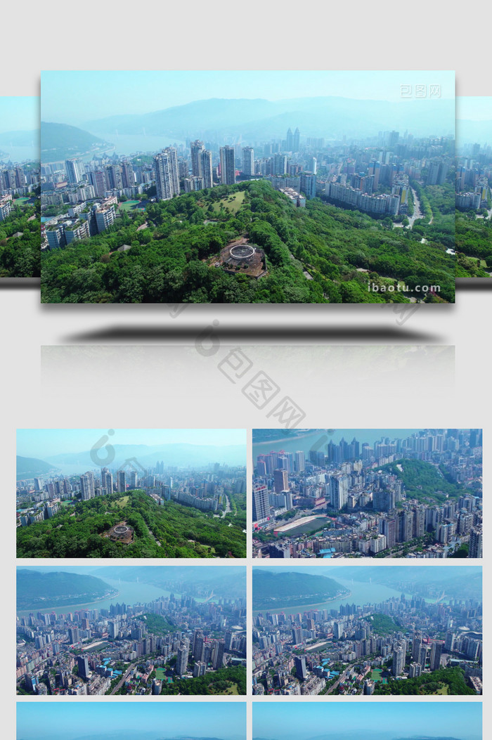 城市大气俯瞰重庆涪陵城区建设航拍