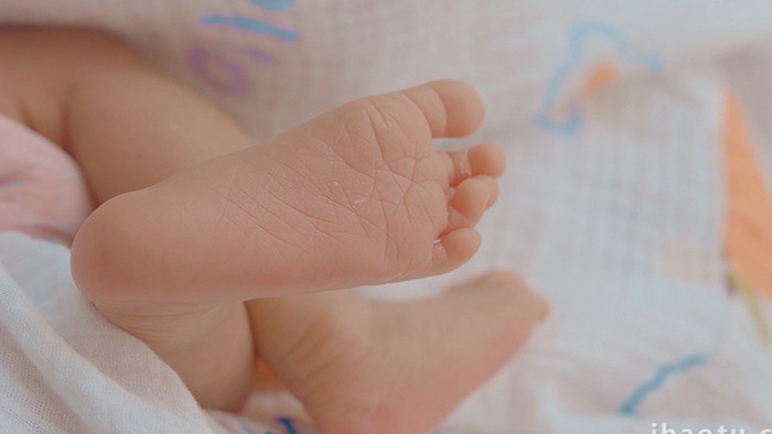 人物婴儿新生儿小脚特写4K视频素材