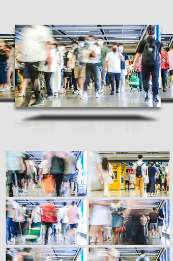 地铁站换乘通道上下班高峰期人流8K延时图片