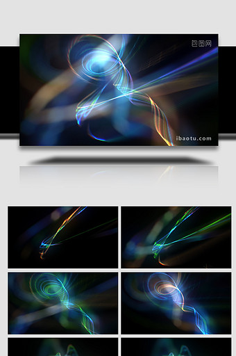 抽象多彩光效线条LOGO动画片头AE模板图片