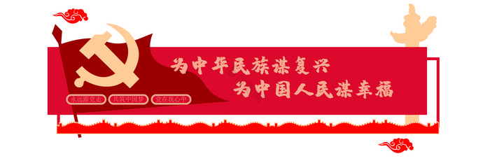 红色大气建党党建教育文化墙图片