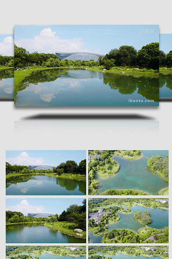 夏日宁静成都锦江公园自然风景4K航拍图片