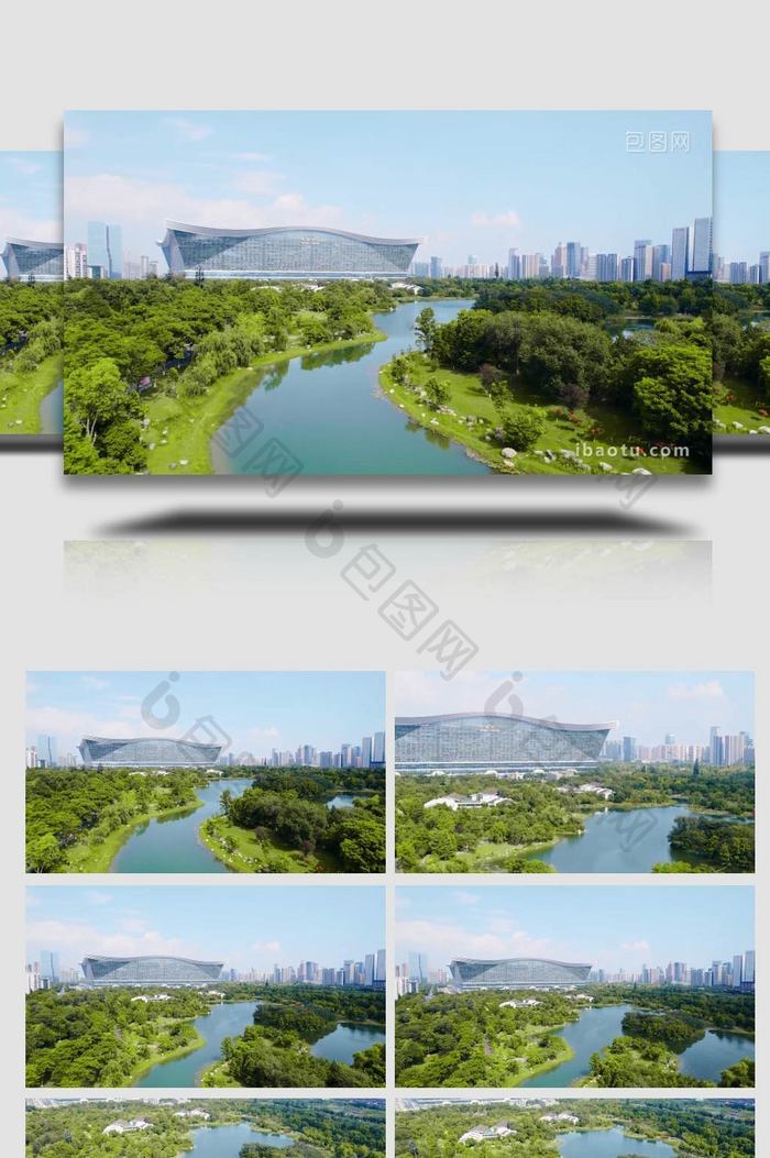 大气成都锦江公园自然风景4K航拍
