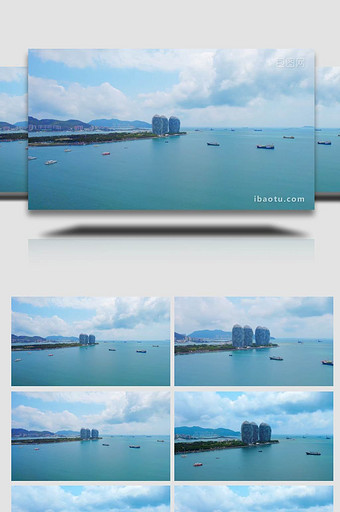 大气海南三亚凤凰岛地标蓝天大海4K航拍图片