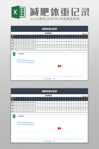 简洁减肥体重记录表excel模板图片