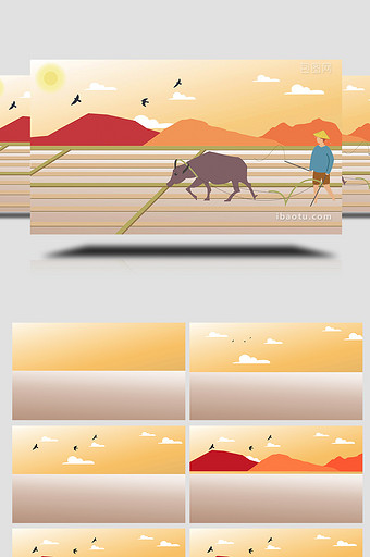 易用卡通mg动画乡村耕地流汗的农夫图片