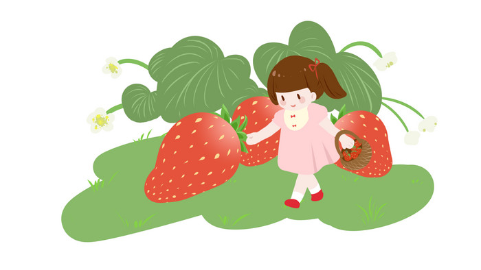 易用卡通mg动画夏天小女孩摘草莓aep格式【视频下载】-包图网