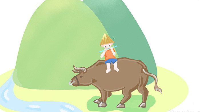 易用卡通mg动画小岛牧民在放牛