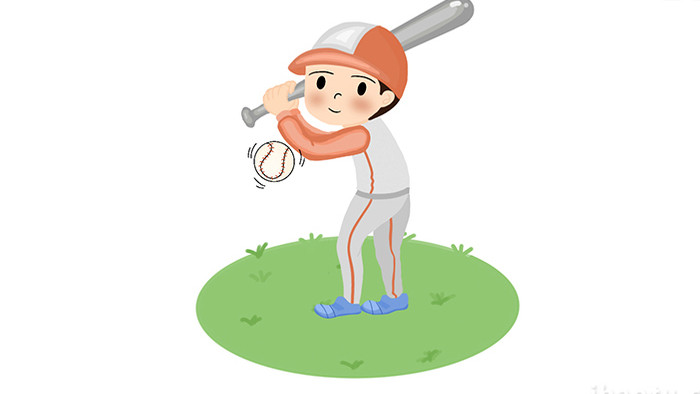 易用卡通mg动画运动男孩在打棒球